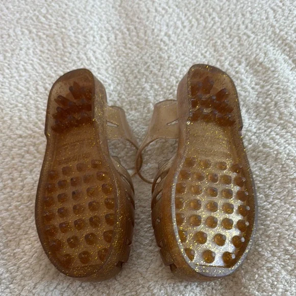 Mini Melissa Gold Glitter Kids Sandals - Picture 2 of 3